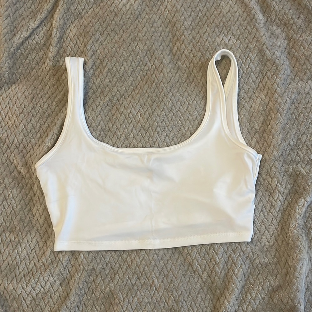 White satin cropped tank top